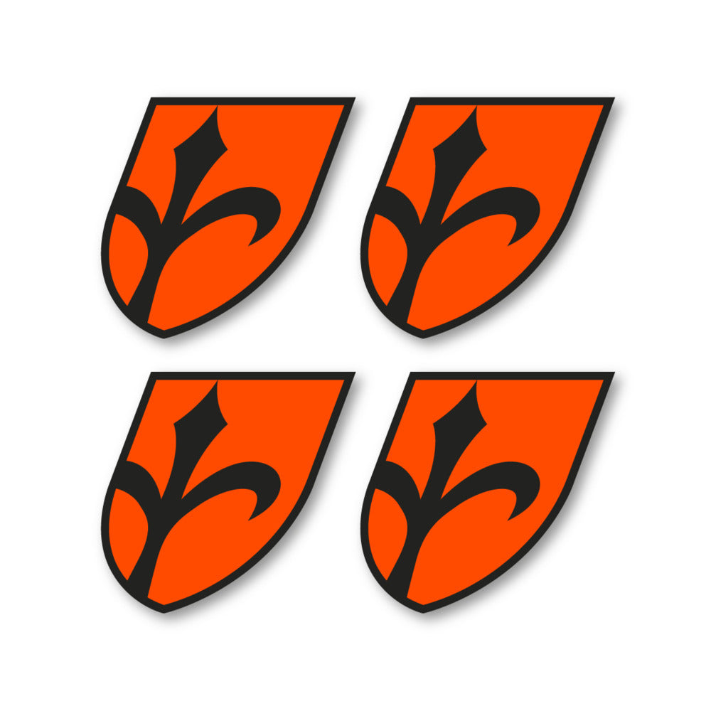 Stickers for Wilier Italia Flag Crest vinyl decals - Orange Neon