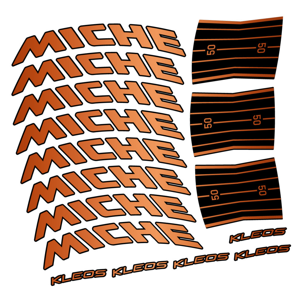 Stickers for Miche Kleos RD 50 Disc, Road Wheel vinyl decals - Bronze