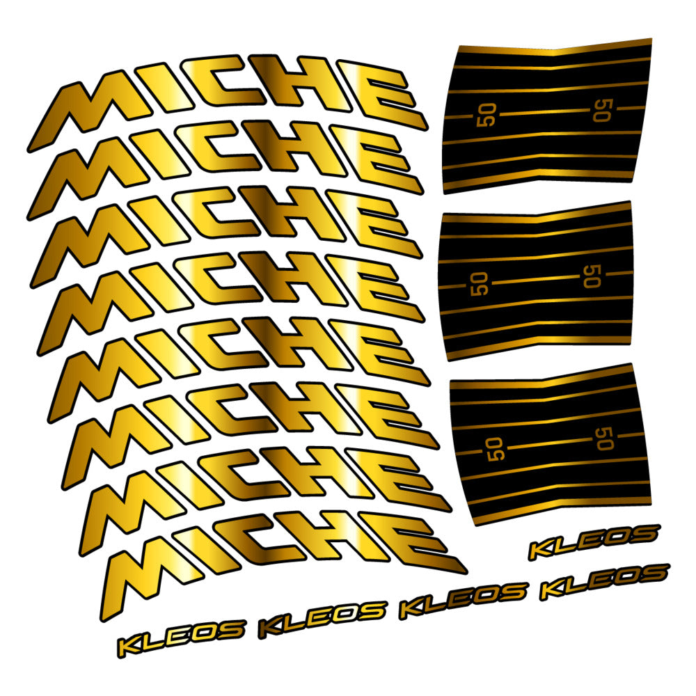 Stickers for Miche Kleos RD 50 Disc, Road Wheel vinyl decals - Chrome Gold