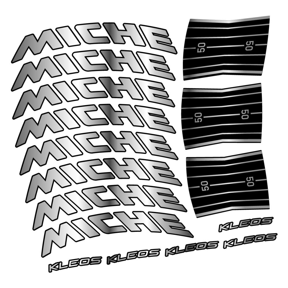 Stickers for Miche Kleos RD 50 Disc, Road Wheel vinyl decals - Chrome Silver