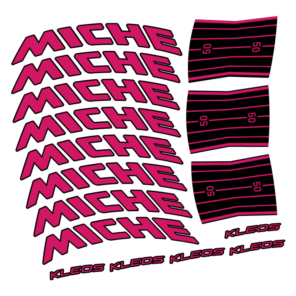 Stickers for Miche Kleos RD 50 Disc, Road Wheel vinyl decals - Dark Pink