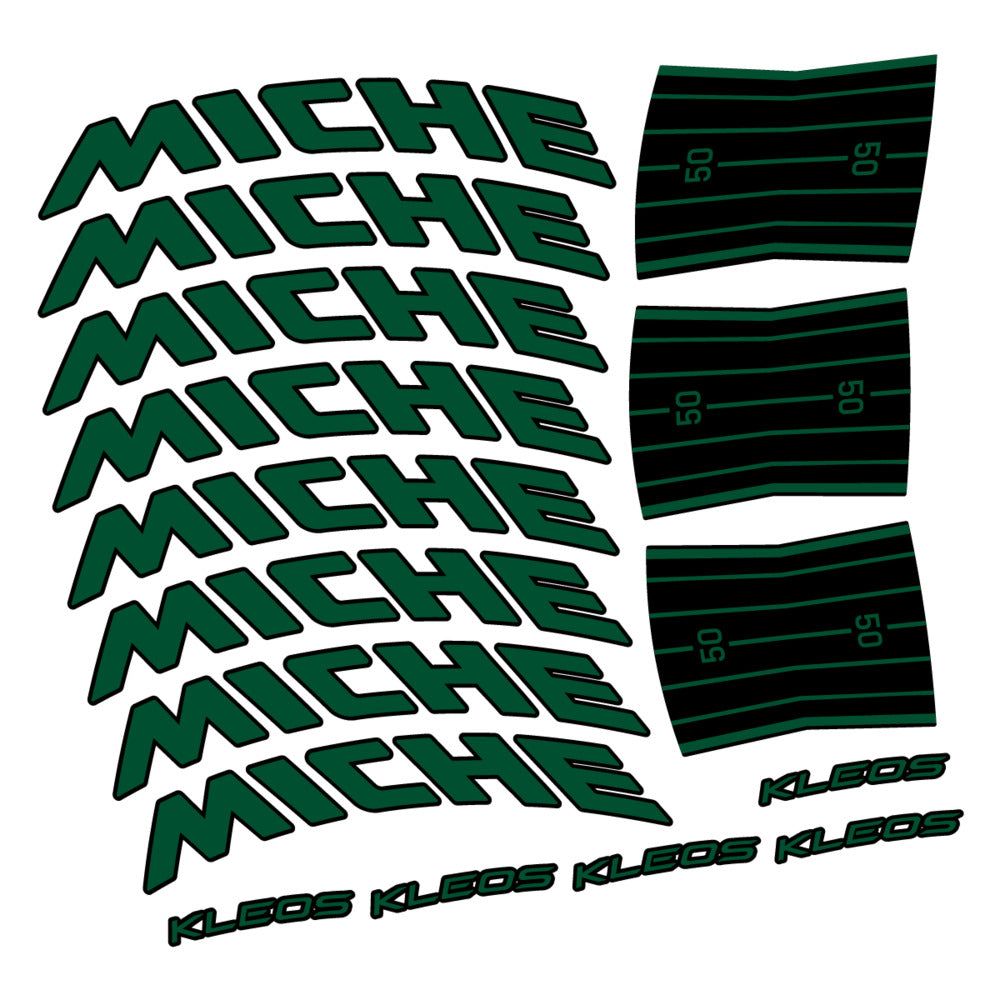 Stickers for Miche Kleos RD 50 Disc, Road Wheel vinyl decals - Dark Green