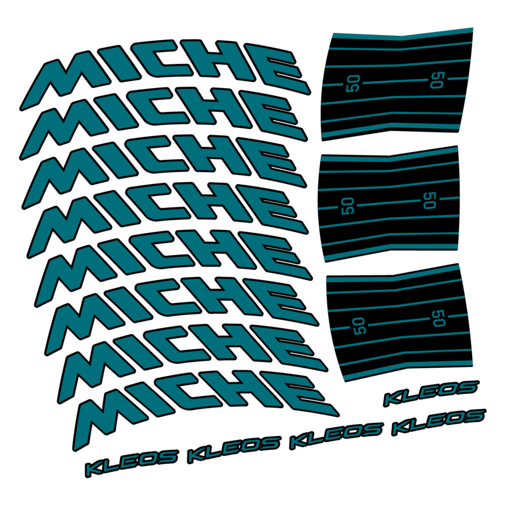 Stickers for Miche Kleos RD 50 Disc, Road Wheel vinyl decals - Dark Turquoise