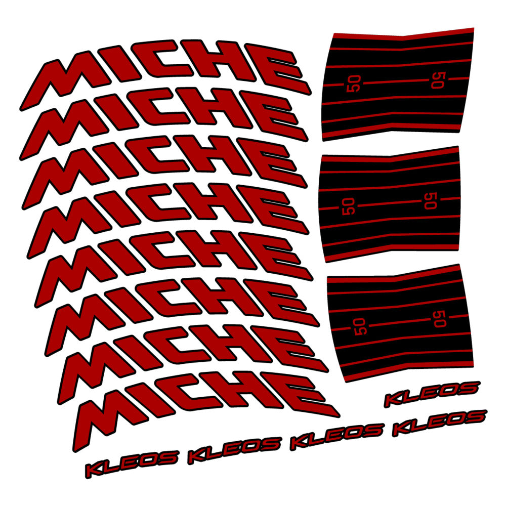Stickers for Miche Kleos RD 50 Disc, Road Wheel vinyl decals - Dark Red