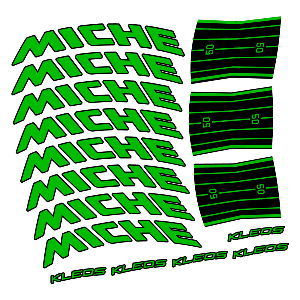 Stickers for Miche Kleos RD 50 Disc, Road Wheel vinyl decals - Grass Green