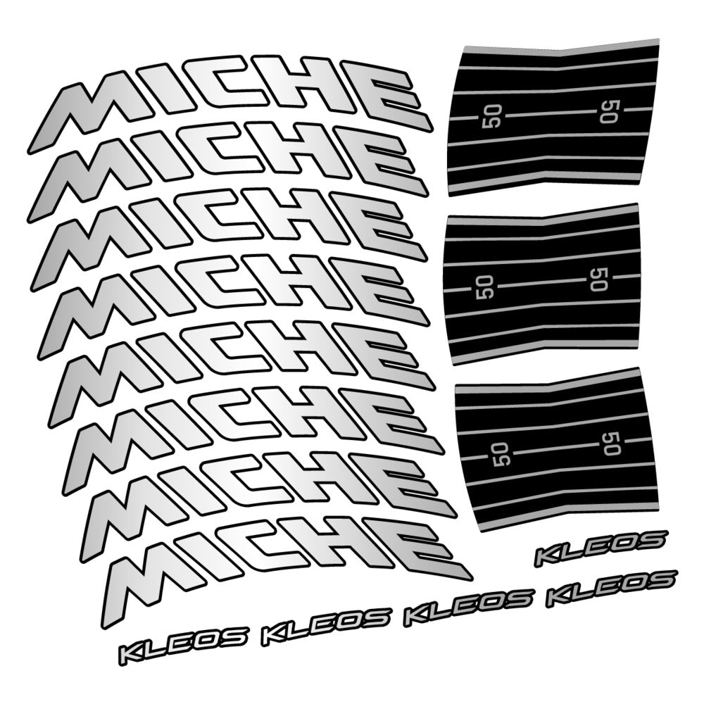 Stickers for Miche Kleos RD 50 Disc, Road Wheel vinyl decals - Light Silver