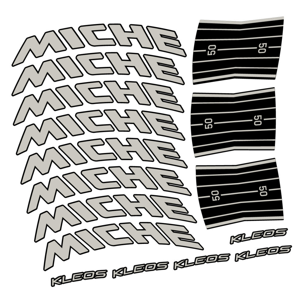 Stickers for Miche Kleos RD 50 Disc, Road Wheel vinyl decals - Light Grey