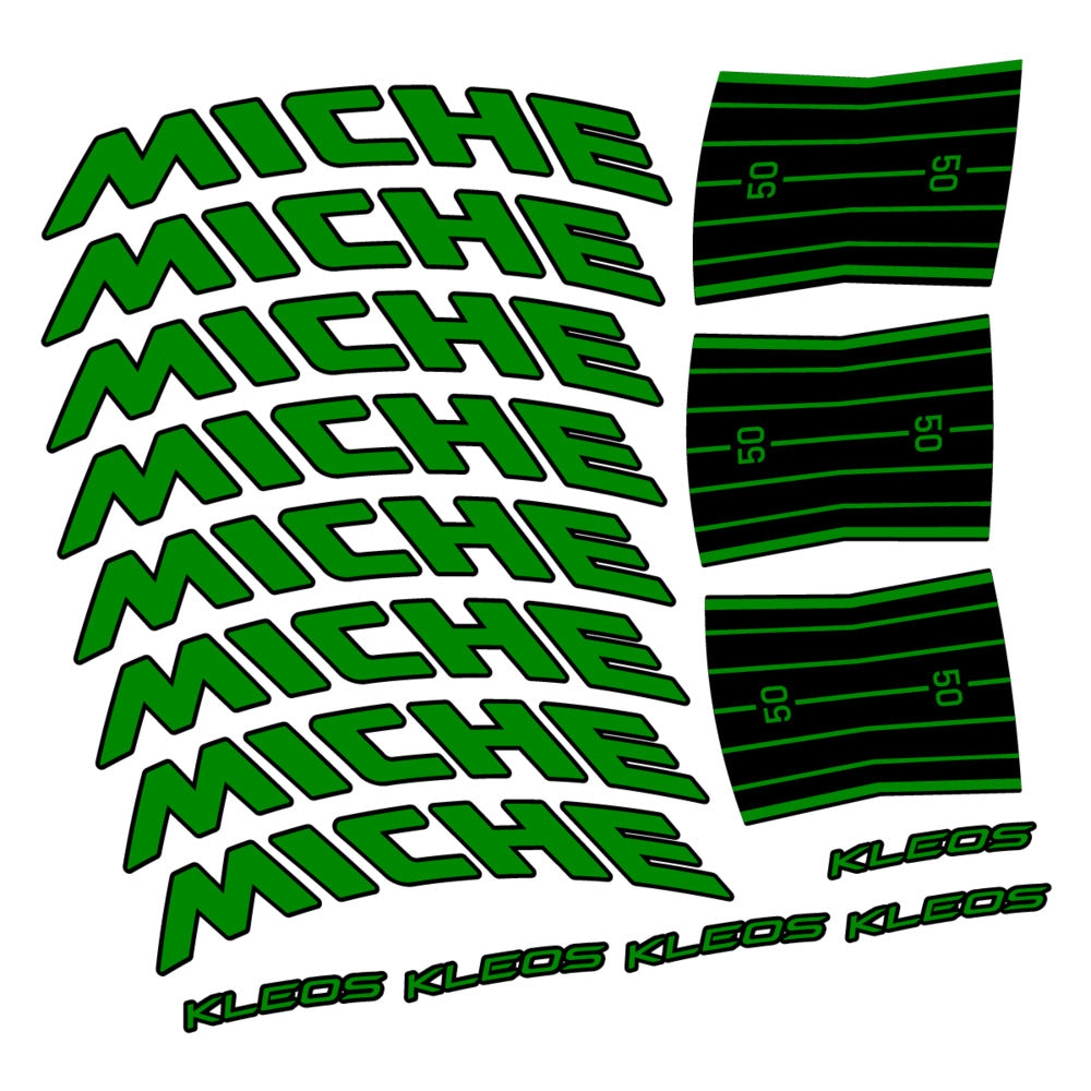 Stickers for Miche Kleos RD 50 Disc, Road Wheel vinyl decals - Medium Green