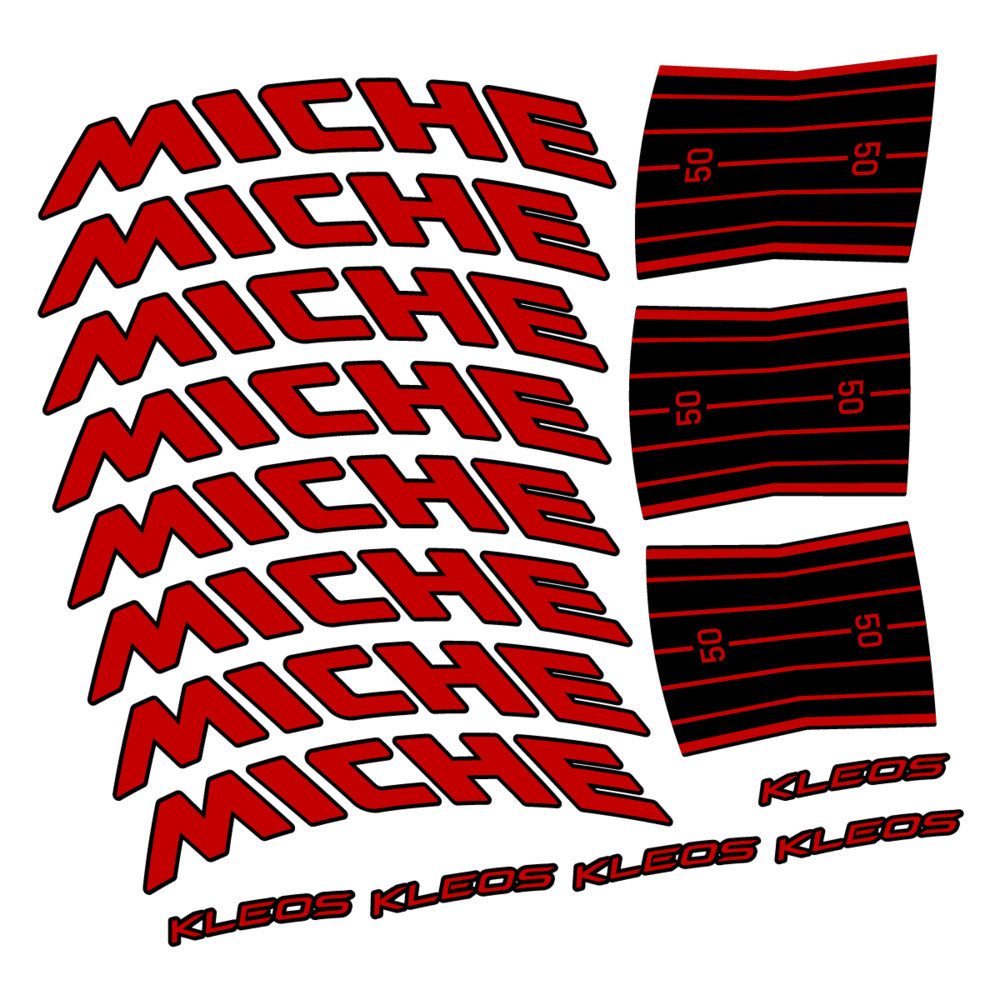 Stickers for Miche Kleos RD 50 Disc, Road Wheel vinyl decals - Medium Red