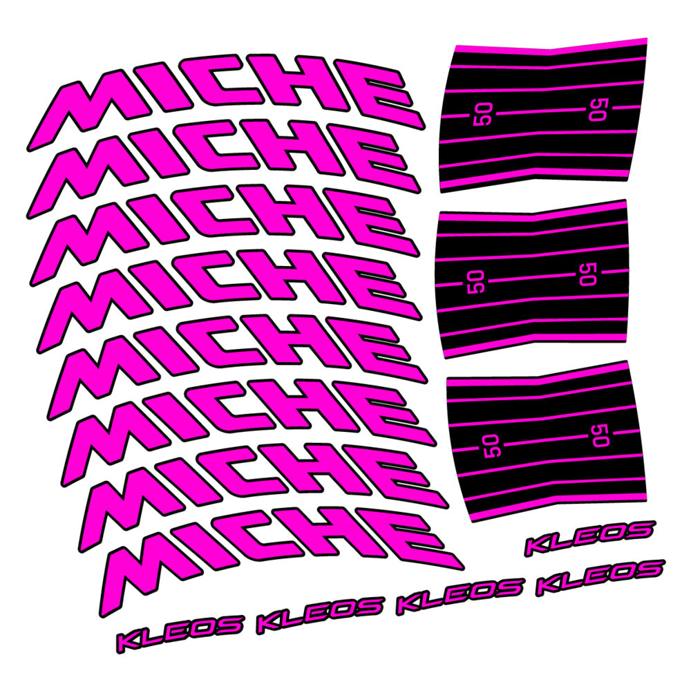Stickers for Miche Kleos RD 50 Disc, Road Wheel vinyl decals - Fuchsia Neon