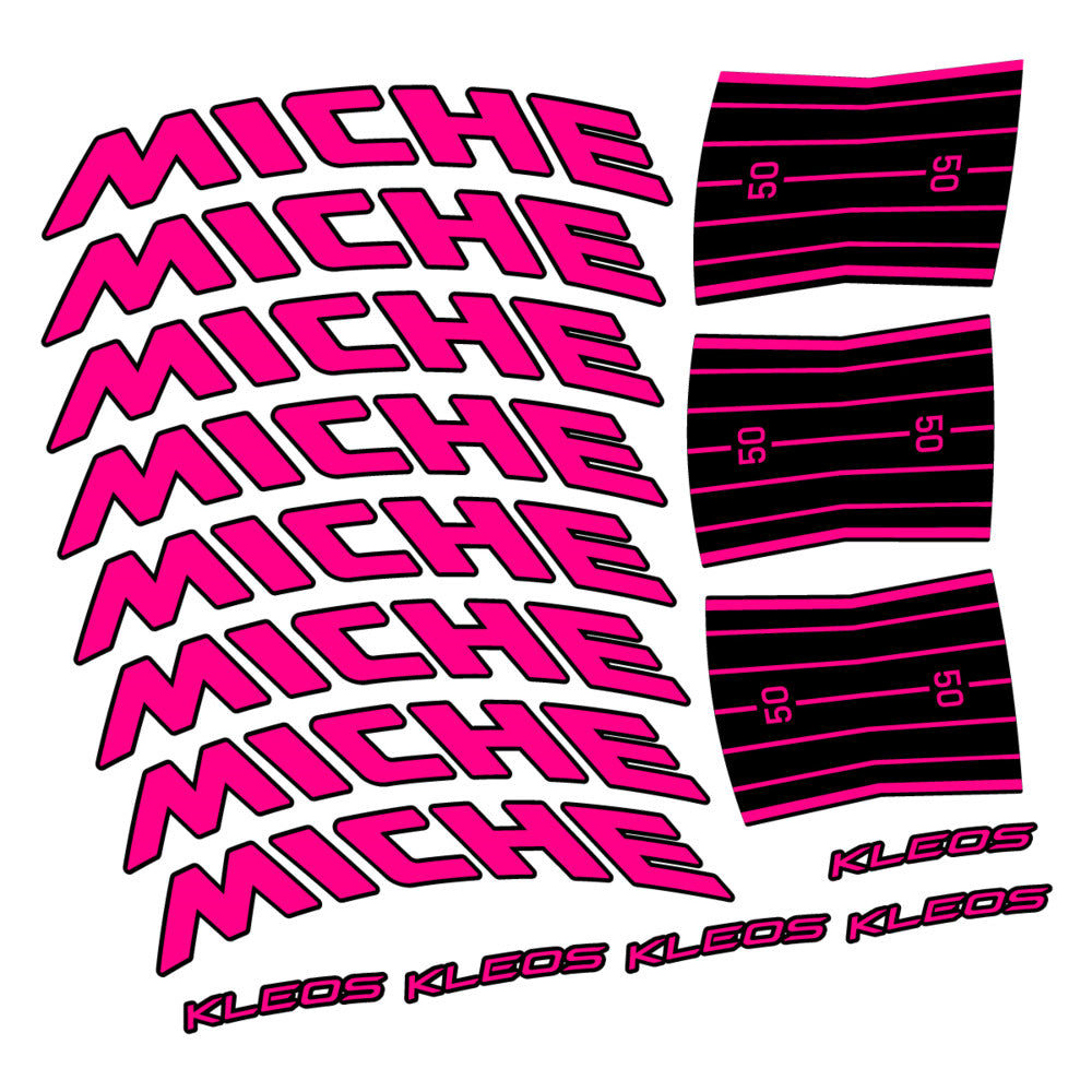 Stickers for Miche Kleos RD 50 Disc, Road Wheel vinyl decals - Neon Pink