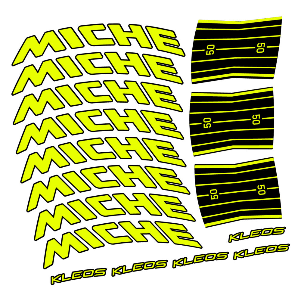 Stickers for Miche Kleos RD 50 Disc, Road Wheel vinyl decals - Neon Yellow