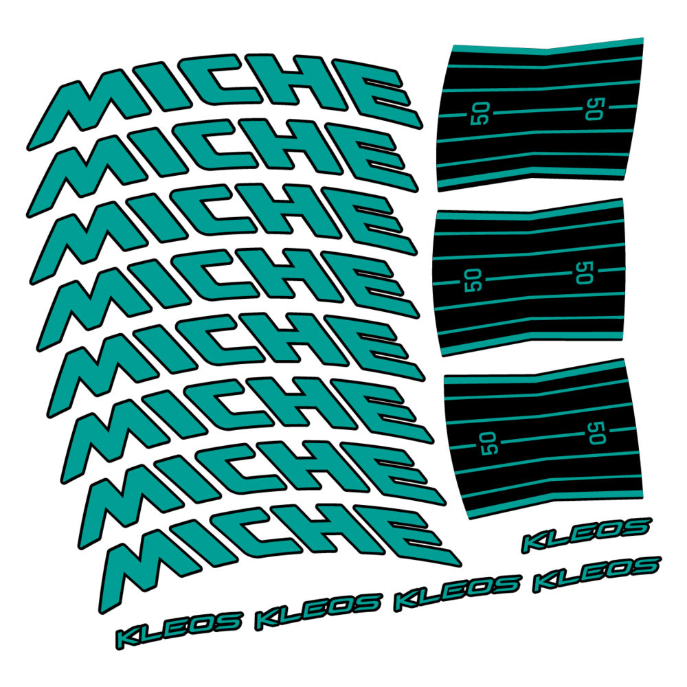 Stickers for Miche Kleos RD 50 Disc, Road Wheel vinyl decals - Petrol Turquoise