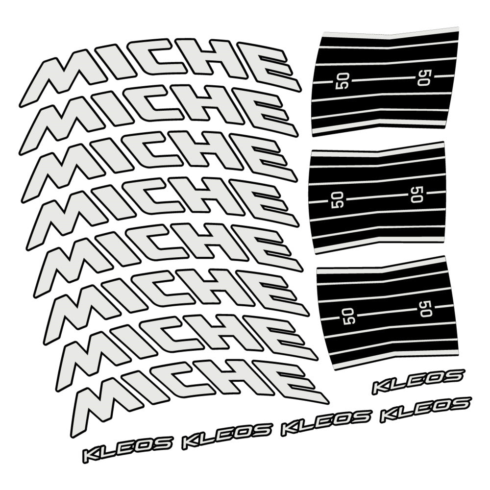 Stickers for Miche Kleos RD 50 Disc, Road Wheel vinyl decals - Pearl Grey