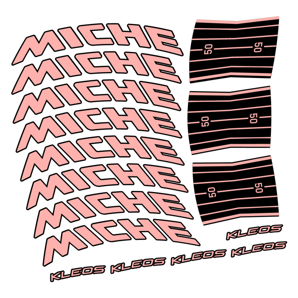 Stickers for Miche Kleos RD 50 Disc, Road Wheel vinyl decals - Salmon Pink