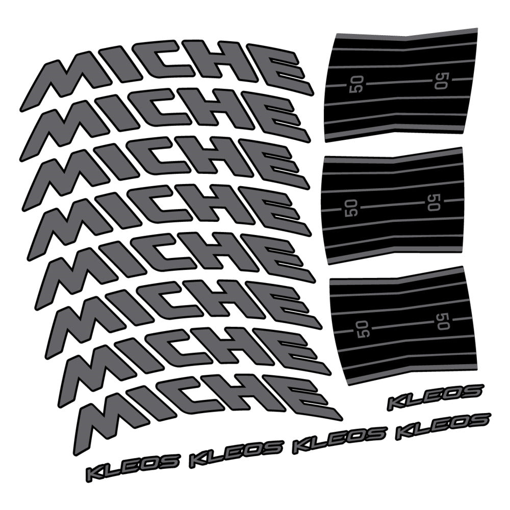 Stickers for Miche Kleos RD 50 Disc, Road Wheel vinyl decals - Medium Grey