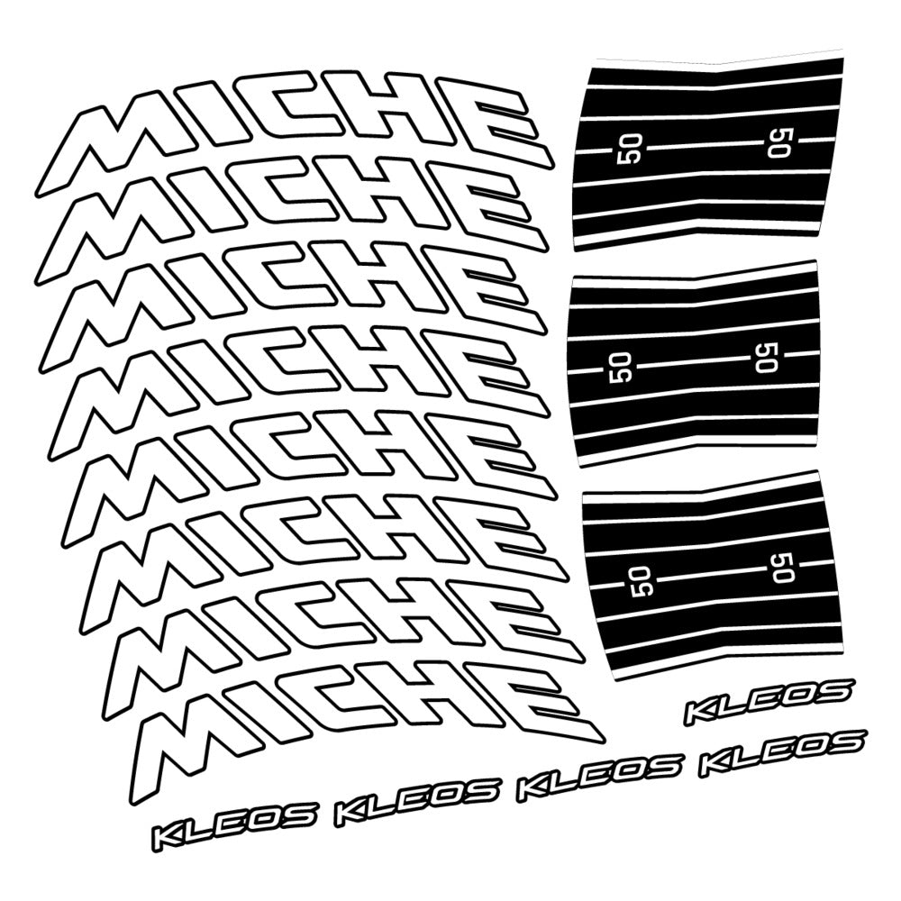 Stickers for Miche Kleos RD 50 Disc, Road Wheel vinyl decals - White