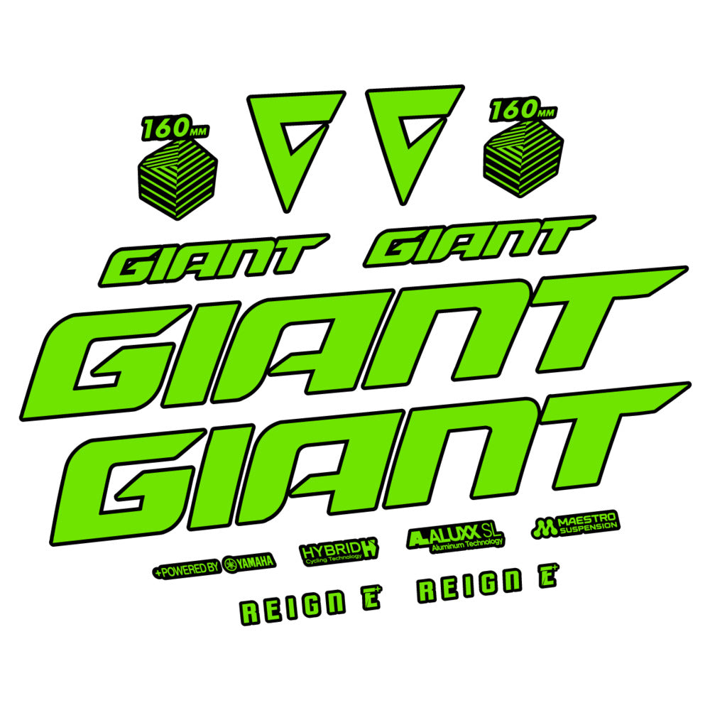 Stickers for Giant E-Bike Reign Advanced 2022-2023, Frame vinyl decals - Apple Green