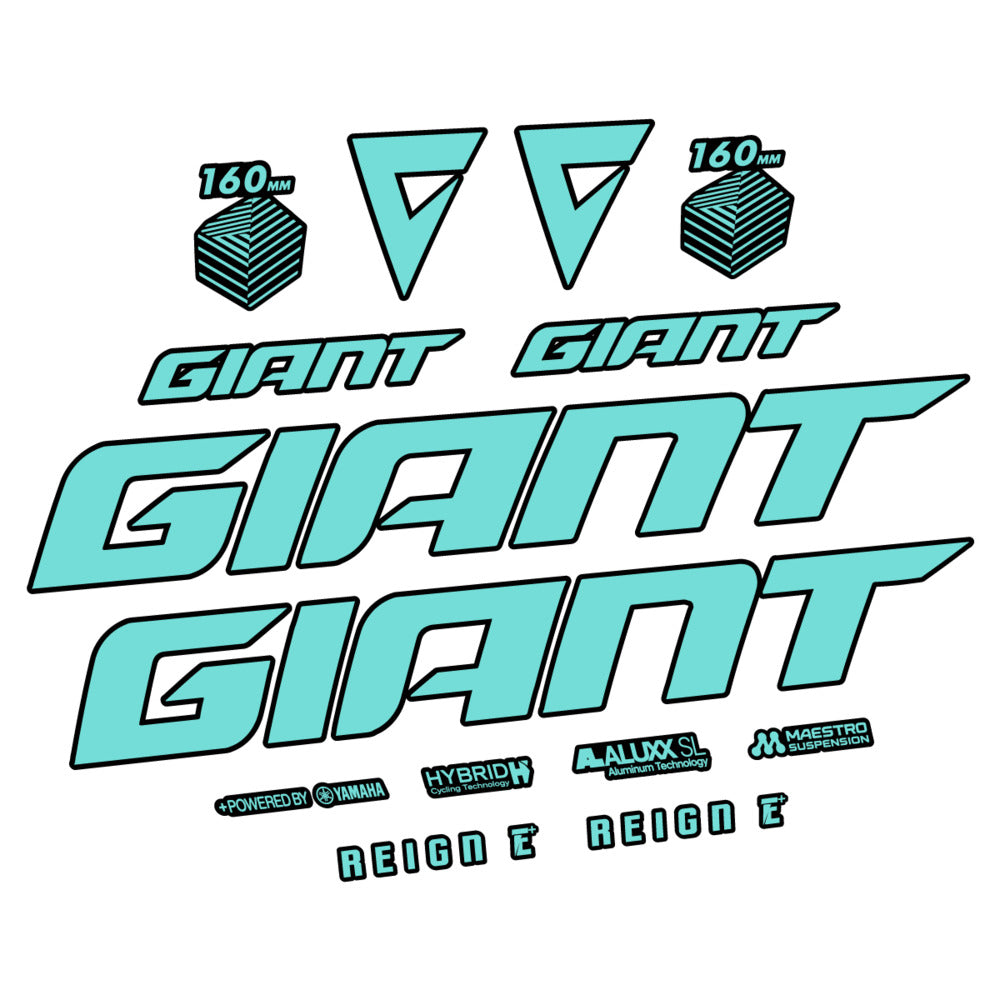 Stickers for Giant E-Bike Reign Advanced 2022-2023, Frame vinyl decals - Blue Green