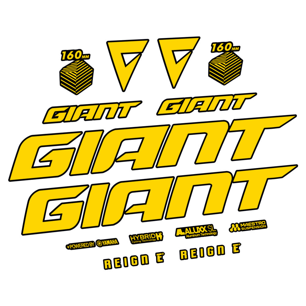 Stickers for Giant E-Bike Reign Advanced 2022-2023, Frame vinyl decals - Banana Yellow