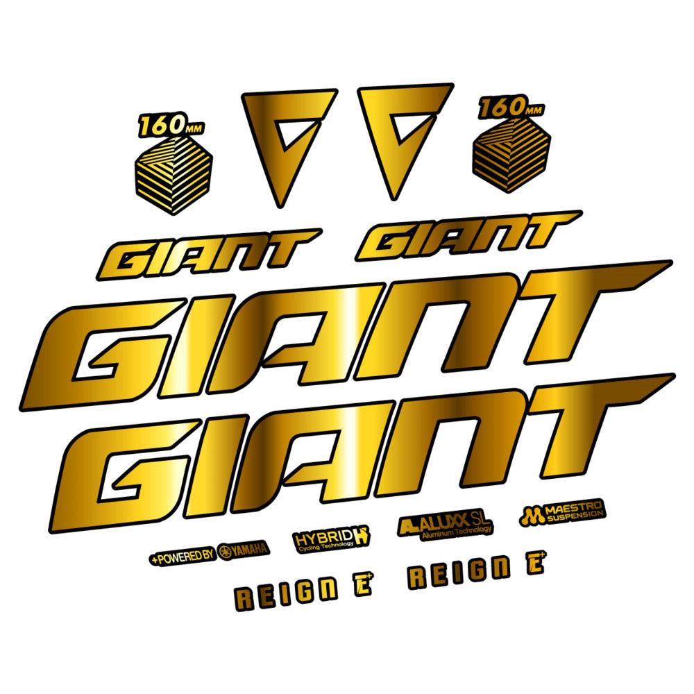 Stickers for Giant E-Bike Reign Advanced 2022-2023, Frame vinyl decals - Chrome Gold