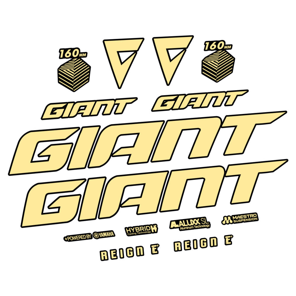 Stickers for Giant E-Bike Reign Advanced 2022-2023, Frame vinyl decals - Cream