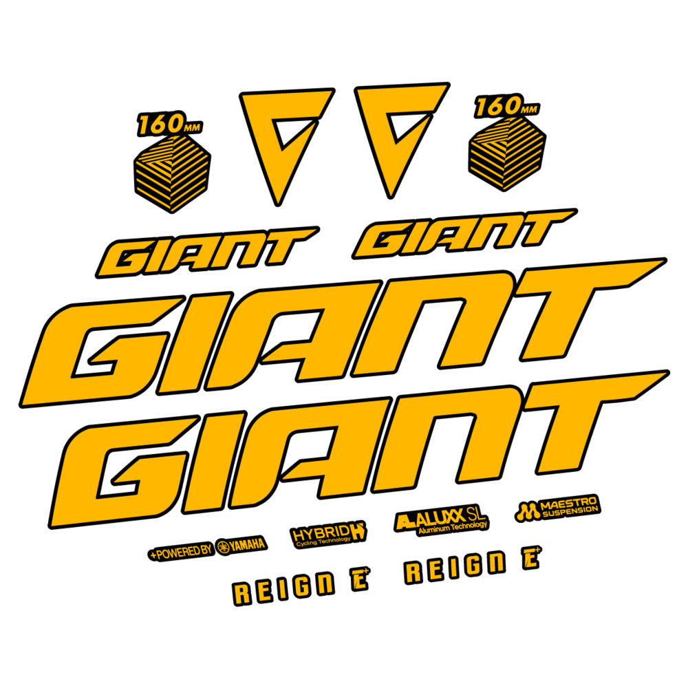 Stickers for Giant E-Bike Reign Advanced 2022-2023, Frame vinyl decals - Medium Yellow