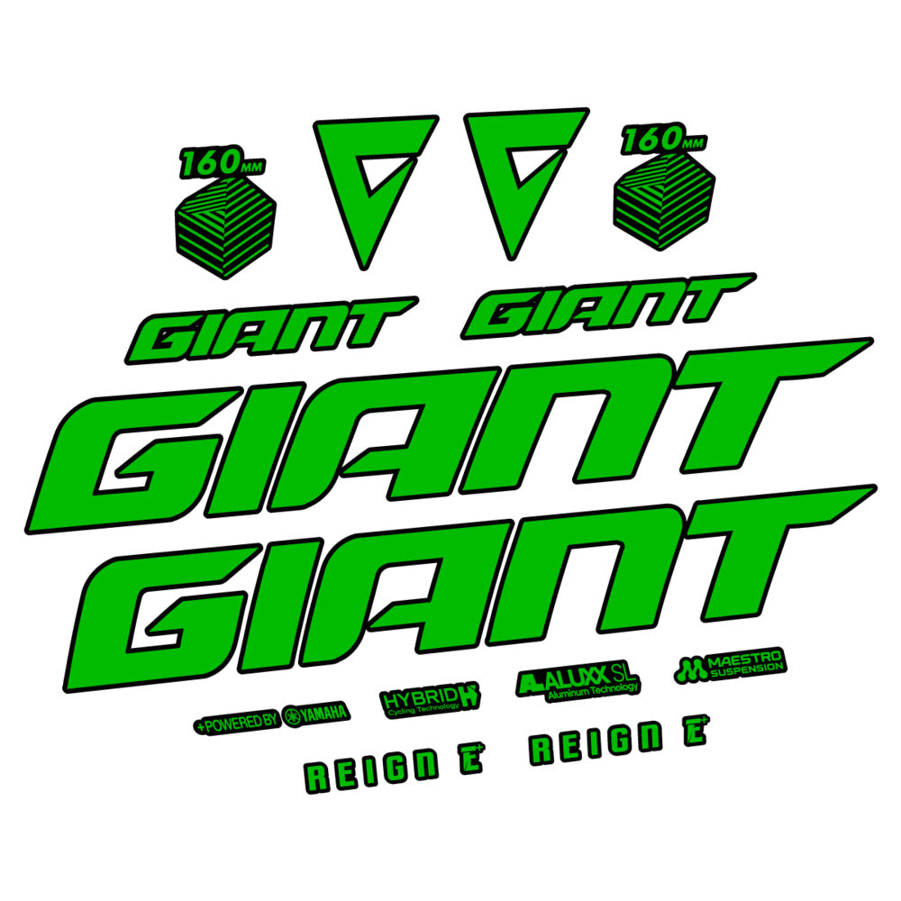 Stickers for Giant E-Bike Reign Advanced 2022-2023, Frame vinyl decals - Grass Green