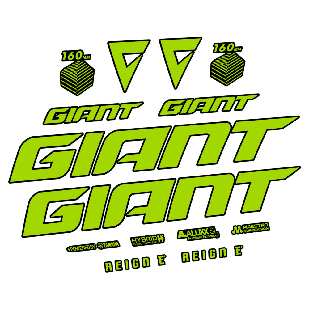 Stickers for Giant E-Bike Reign Advanced 2022-2023, Frame vinyl decals - Lime Green