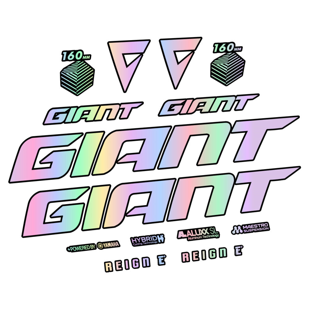Stickers for Giant E-Bike Reign Advanced 2022-2023, Frame vinyl decals - Hollographic