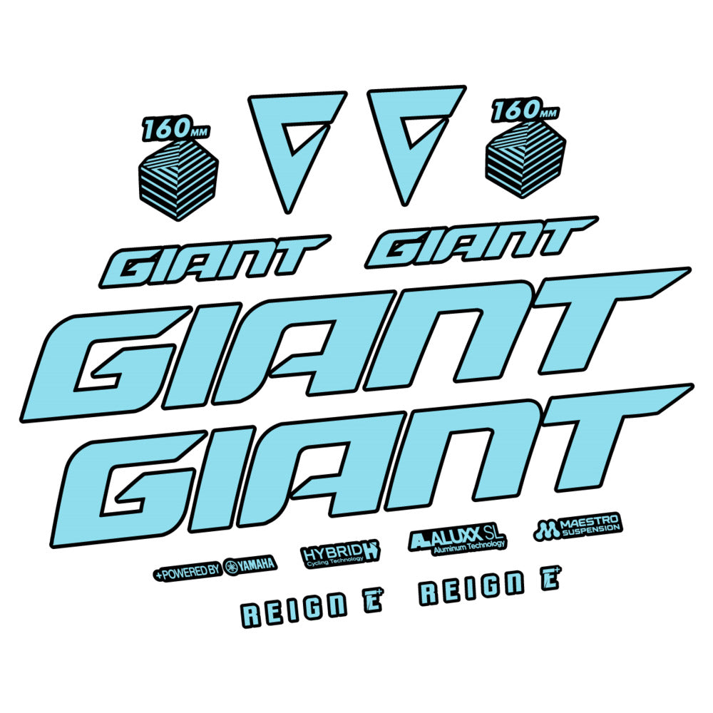 Stickers for Giant E-Bike Reign Advanced 2022-2023, Frame vinyl decals - Sky Blue