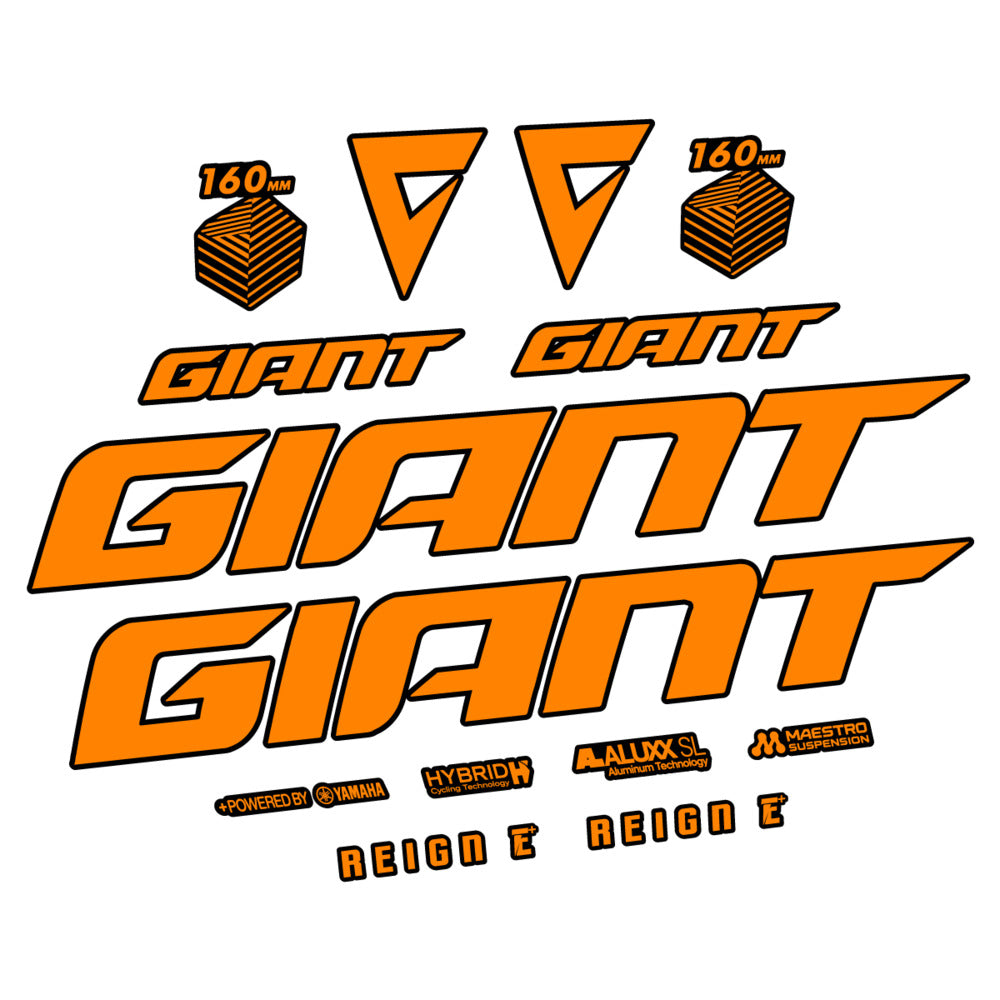 Stickers for Giant E-Bike Reign Advanced 2022-2023, Frame vinyl decals - Light Neon Orange
