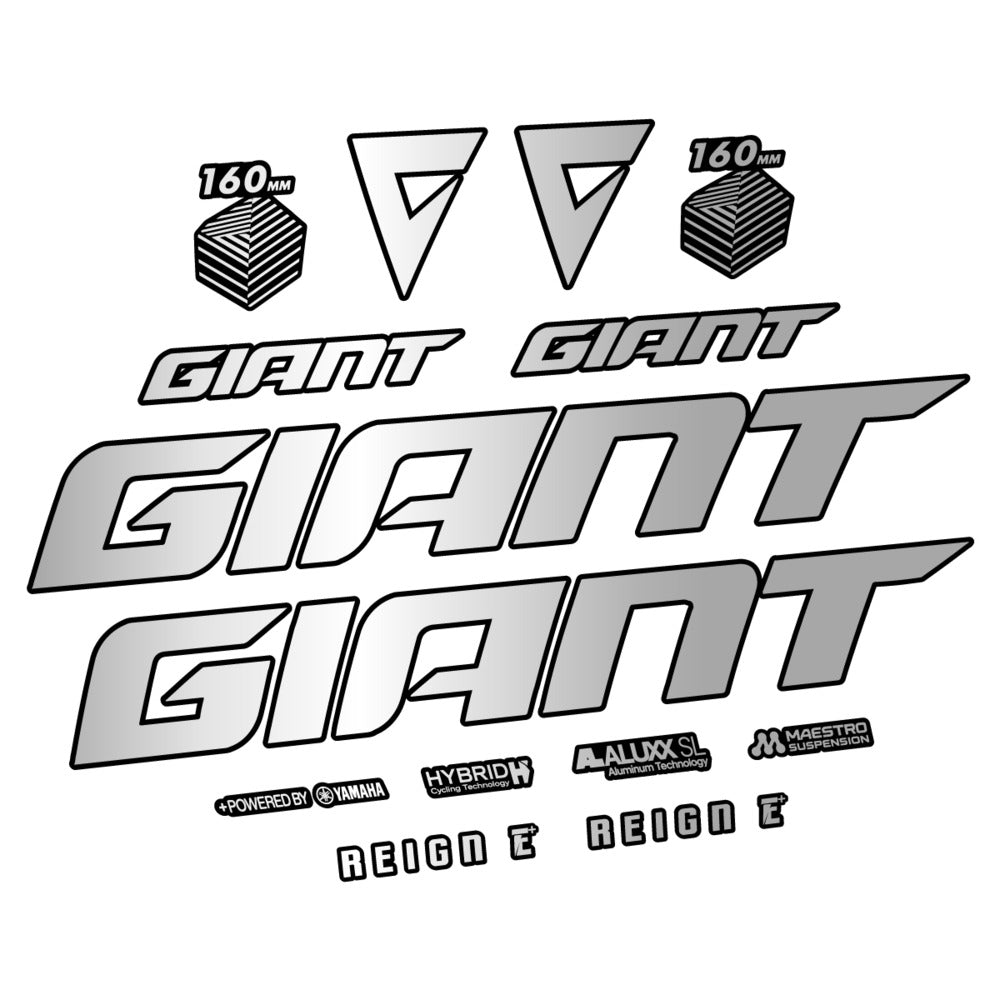 Stickers for Giant E-Bike Reign Advanced 2022-2023, Frame vinyl decals - Light Silver