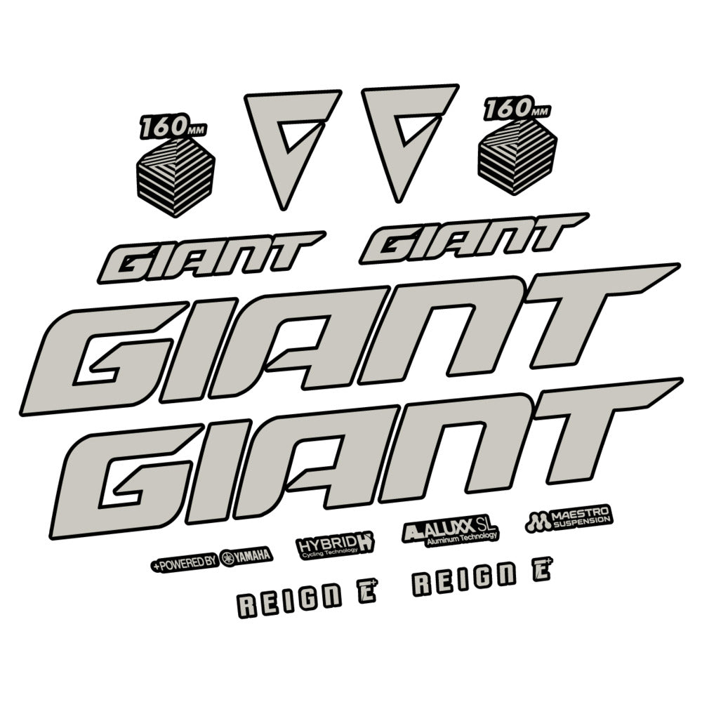 Stickers for Giant E-Bike Reign Advanced 2022-2023, Frame vinyl decals - Light Grey