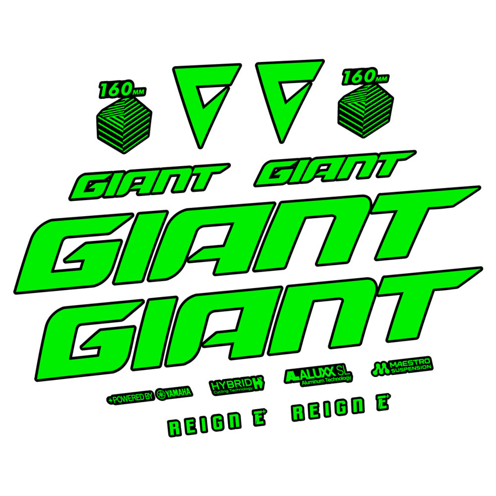 Stickers for Giant E-Bike Reign Advanced 2022-2023, Frame vinyl decals - Neon Green