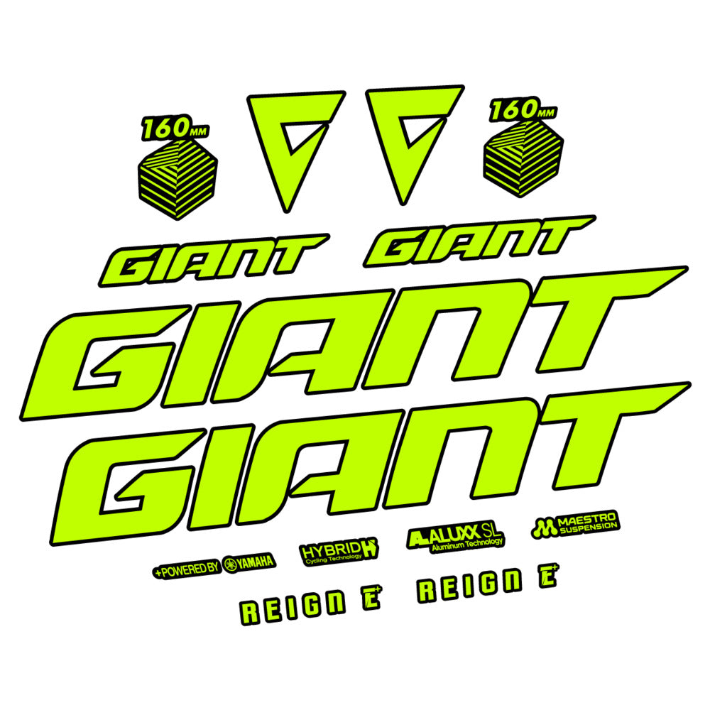 Stickers for Giant E-Bike Reign Advanced 2022-2023, Frame vinyl decals - Lime Neon