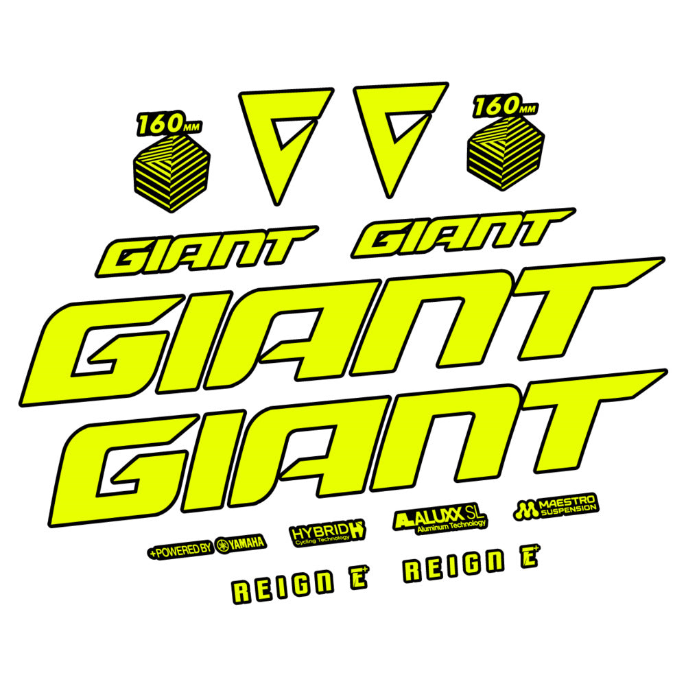 Stickers for Giant E-Bike Reign Advanced 2022-2023, Frame vinyl decals - Neon Yellow