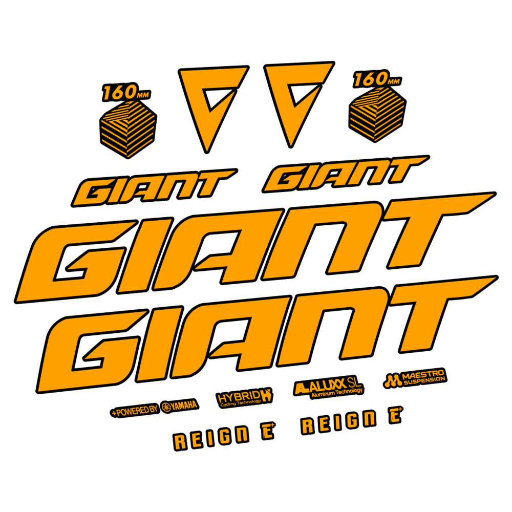 Stickers for Giant E-Bike Reign Advanced 2022-2023, Frame vinyl decals - Orange Yellow