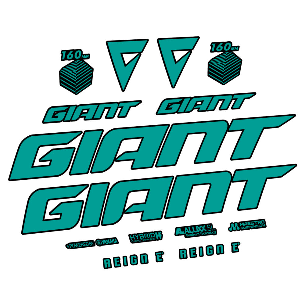 Stickers for Giant E-Bike Reign Advanced 2022-2023, Frame vinyl decals - Petrol Turquoise