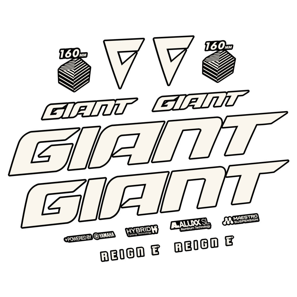 Stickers for Giant E-Bike Reign Advanced 2022-2023, Frame vinyl decals - Bone White