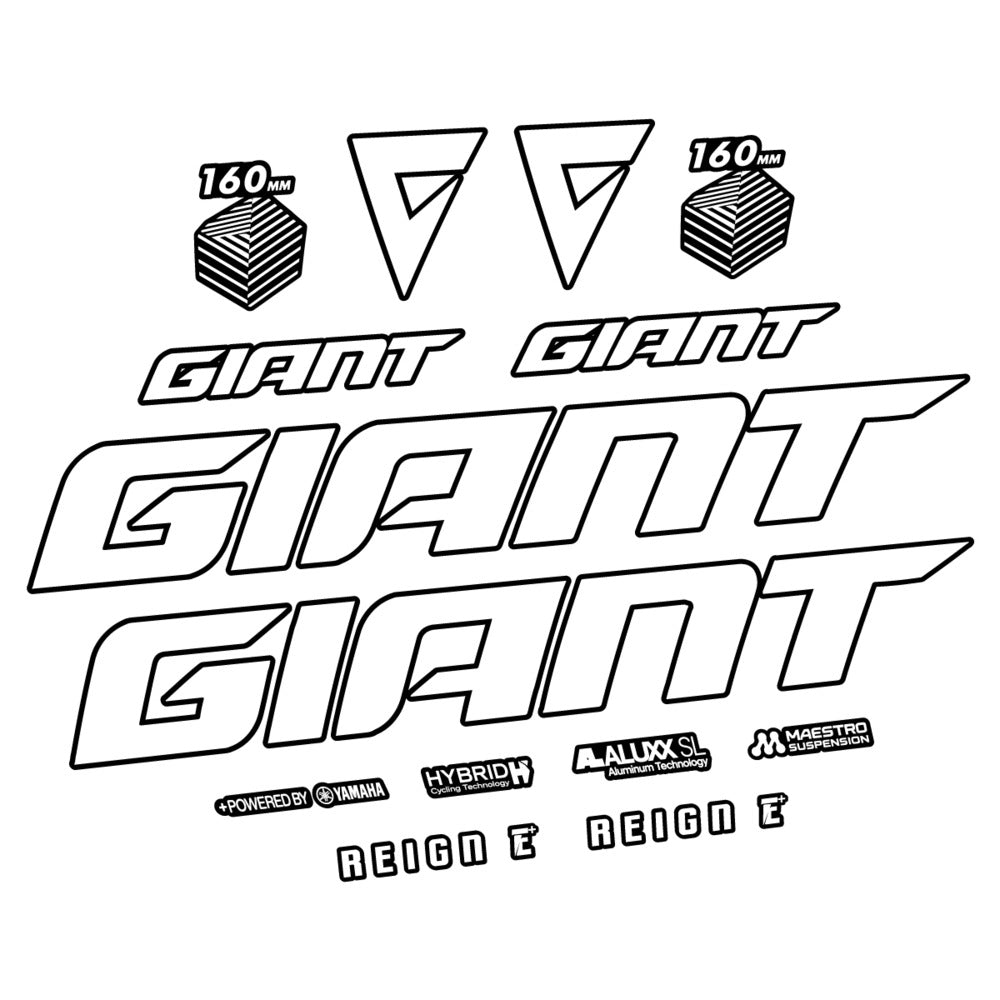 Stickers for Giant E-Bike Reign Advanced 2022-2023, Frame vinyl decals - White