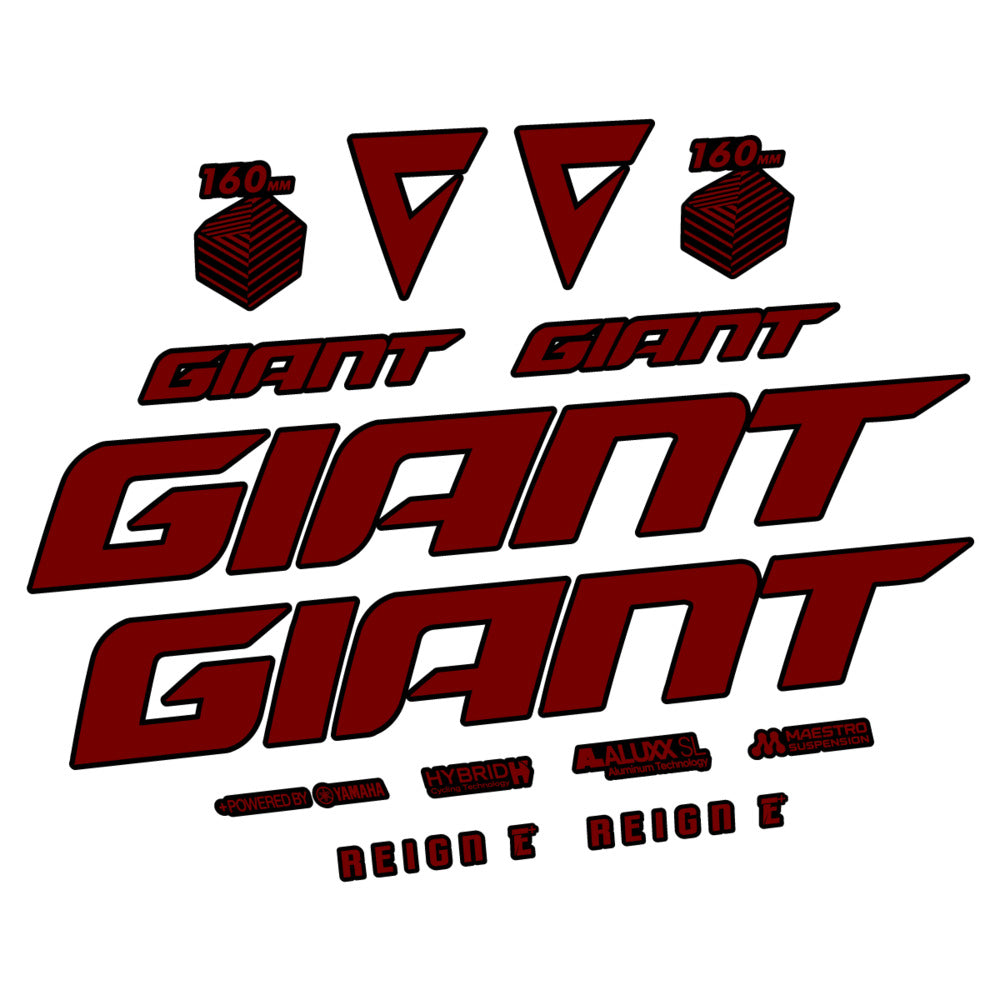 Stickers for Giant E-Bike Reign Advanced 2022-2023, Frame vinyl decals - Very Dark Red