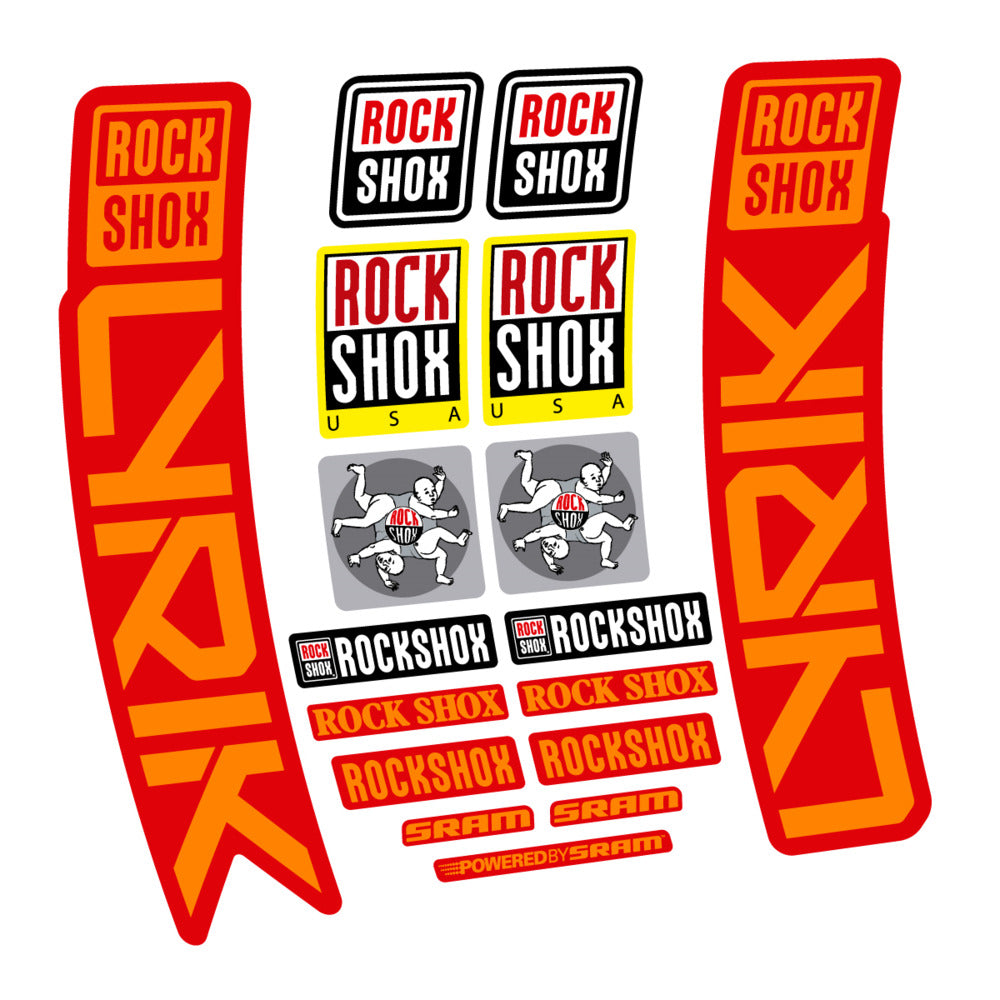 Stickers for RockShox Lyrik 2027, Fork vinyl decals (v2) - Light Neon Orange