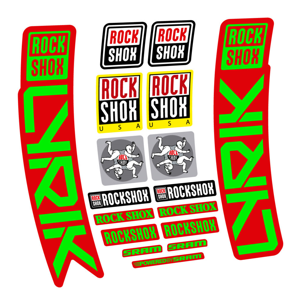 Stickers for RockShox Lyrik 2027, Fork vinyl decals (v2) - Neon Green