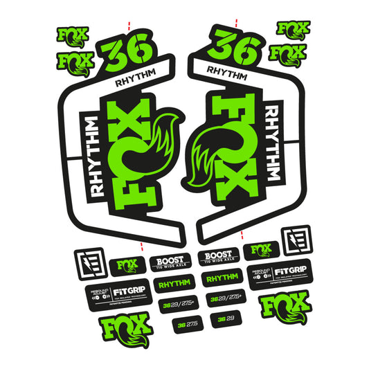 Stickers for Fox 36 Rhythm 2019-2020, Fork vinyl decals - Apple Green