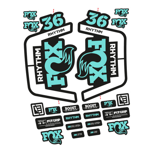 Stickers for Fox 36 Rhythm 2019-2020, Fork vinyl decals - Blue Green