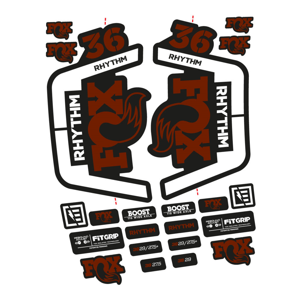 Stickers for Fox 36 Rhythm 2019-2020, Fork vinyl decals - Brown