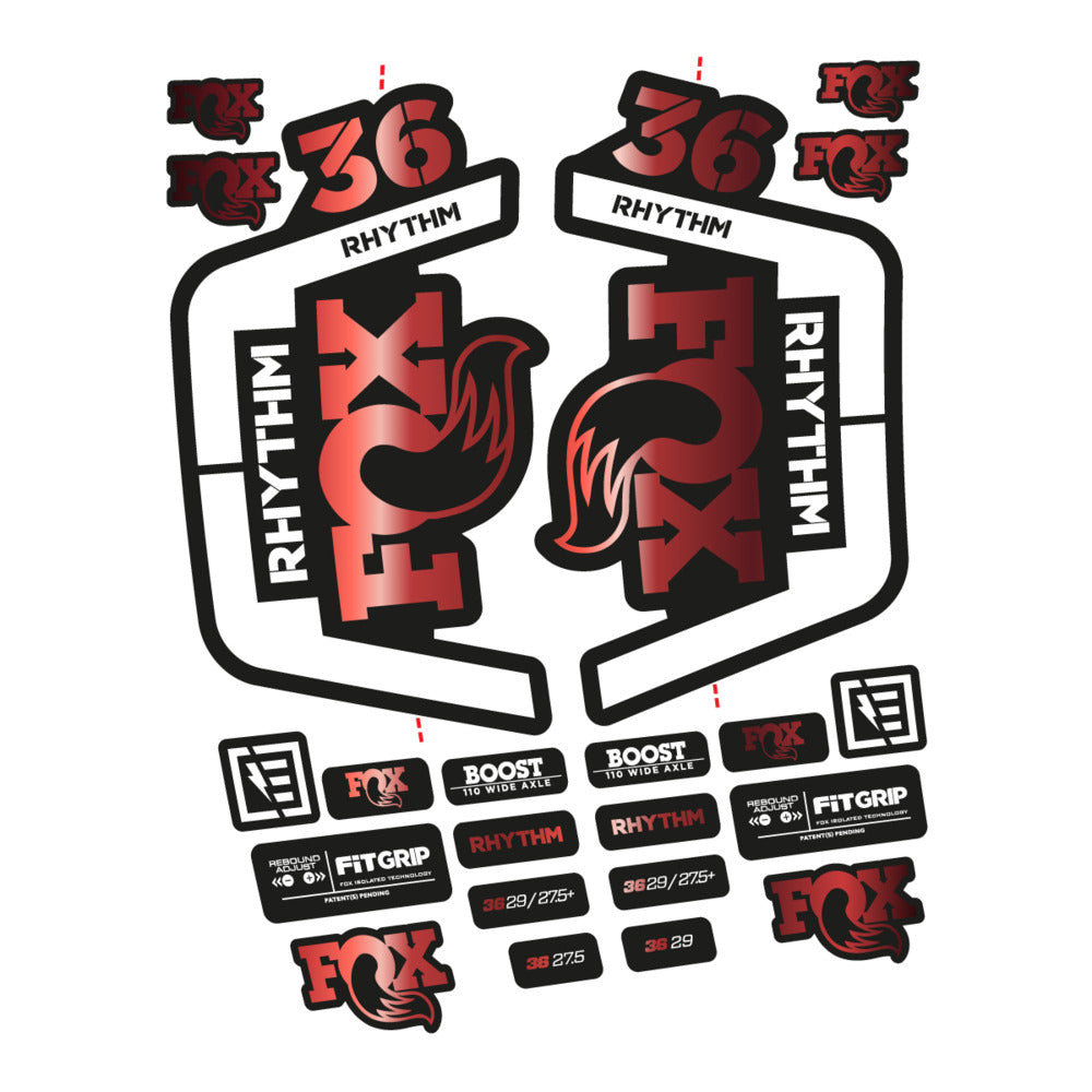 Stickers for Fox 36 Rhythm 2019-2020, Fork vinyl decals - Copper