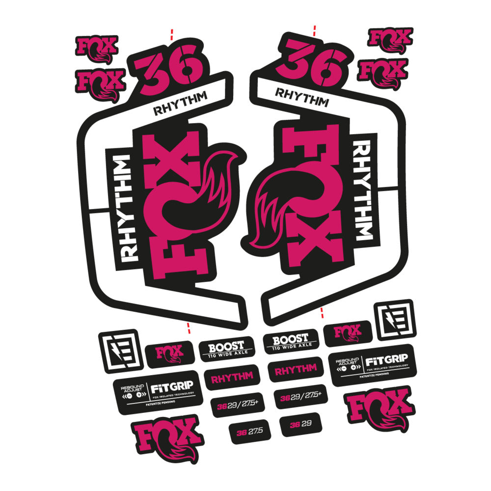 Stickers for Fox 36 Rhythm 2019-2020, Fork vinyl decals - Dark Pink