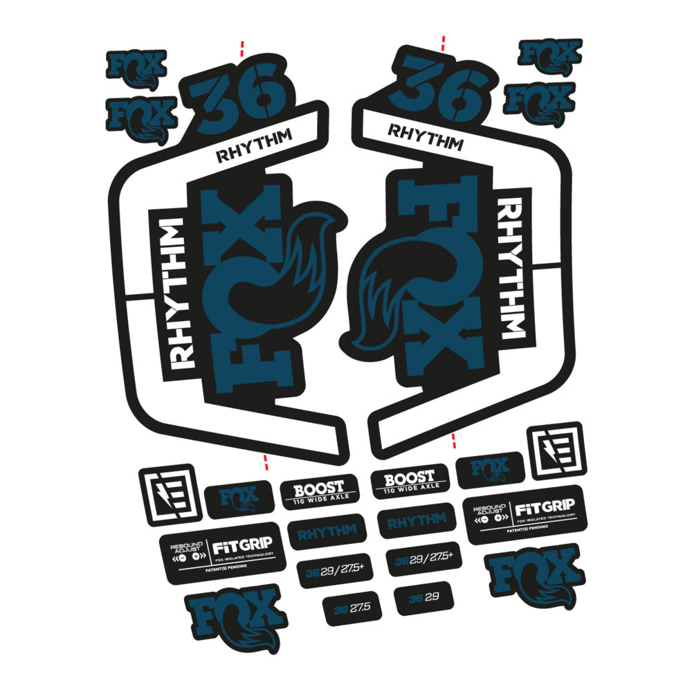 Stickers for Fox 36 Rhythm 2019-2020, Fork vinyl decals - Dark Lake